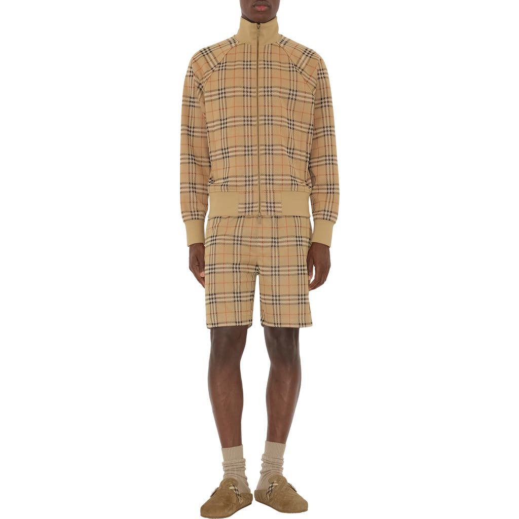 Burberry Beige Sweatshirt With Check Motif In Jacquard