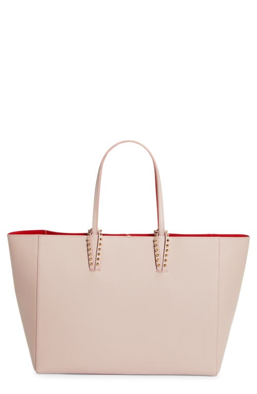Christian Louboutin Cabata Small Studded Textured-leather Tote In Vintage Rose/gold