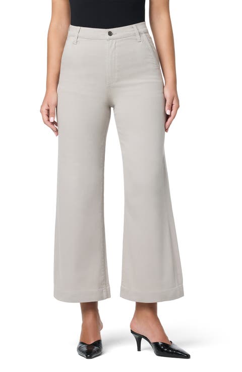 High Waist Ankle Wide Leg Trouser Jeans (Stone)