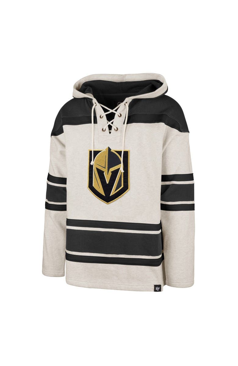 '47 Men's '47 Oatmeal Vegas Golden Knights Rockaway Lace-Up Pullover Hoodie, Alternate, color, 