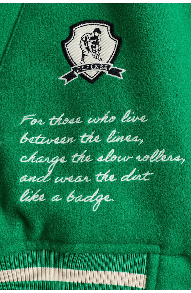 H&M Motif-detail Baseball Jacket, Alternate, color, Green/Rookie Of The Year