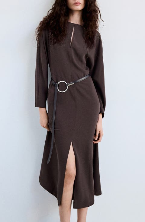 Cutout Long Sleeve Midi Dress