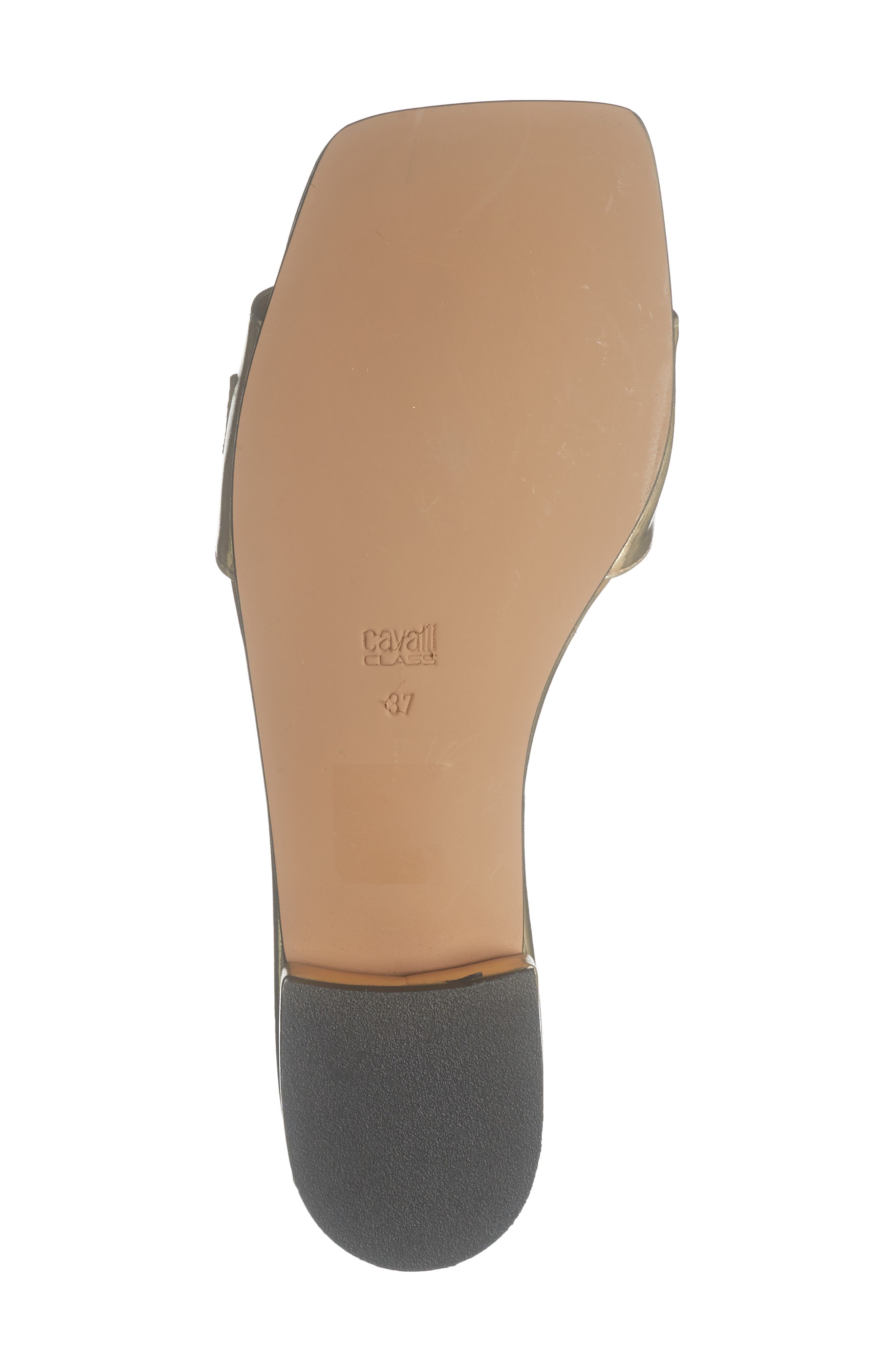 Roberto Cavalli Flat Slide Sandal, Alternate, color, Gold