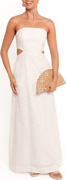 Petal & Pup Laura Eyelet Strapless Maxi Dress