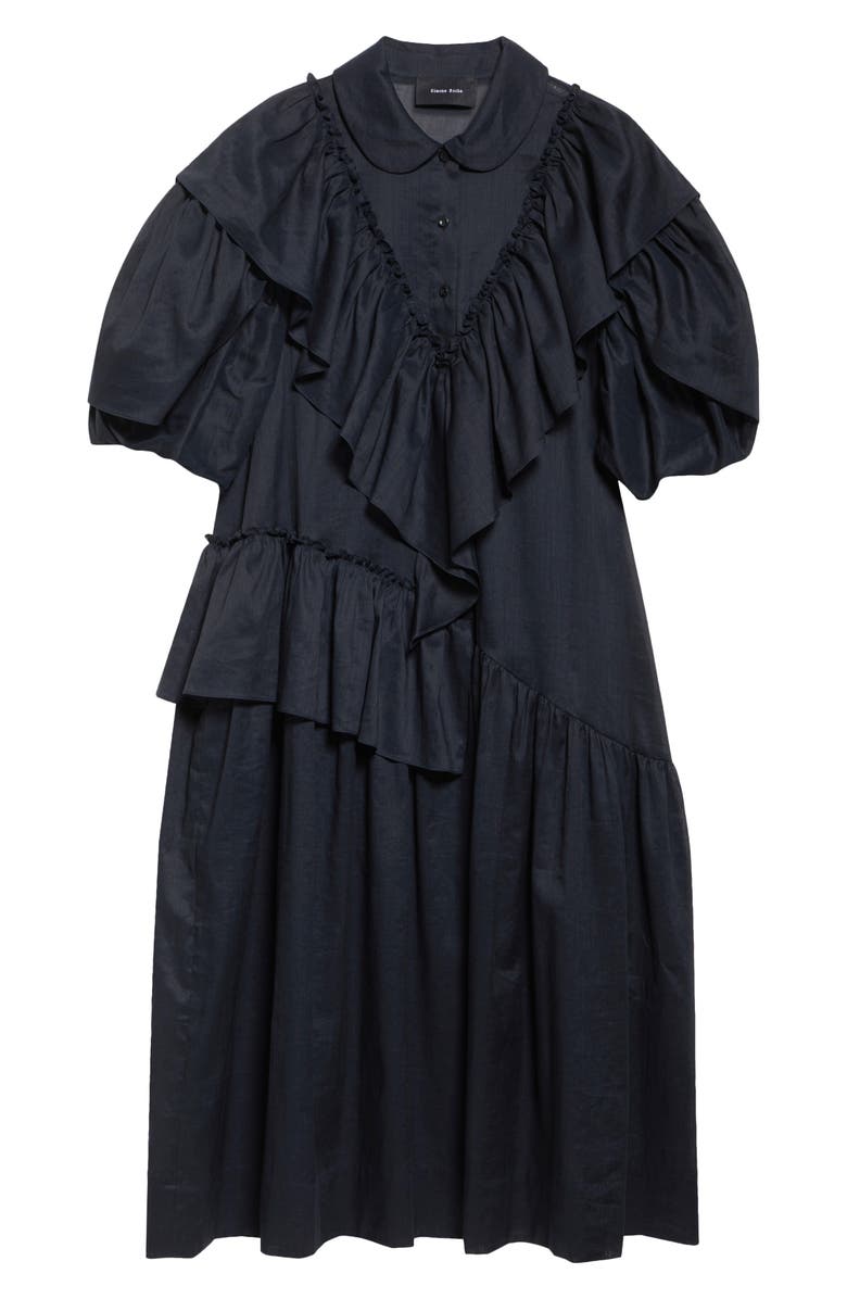 Simone Rocha Petal Sleeve Ruffle Voile Midi Dress, Alternate, color, 