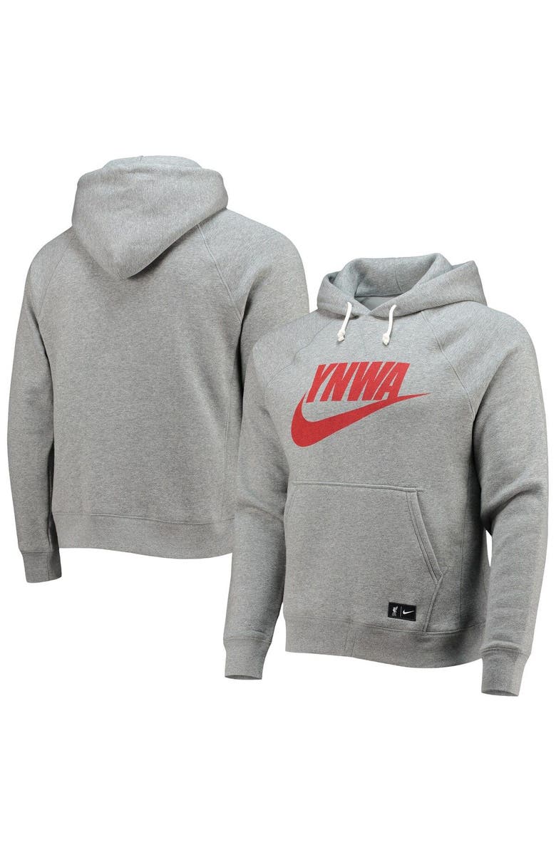 Nike Men's Nike Gray Liverpool Heritage YNWA Raglan Pullover Hoodie, Main, color, 