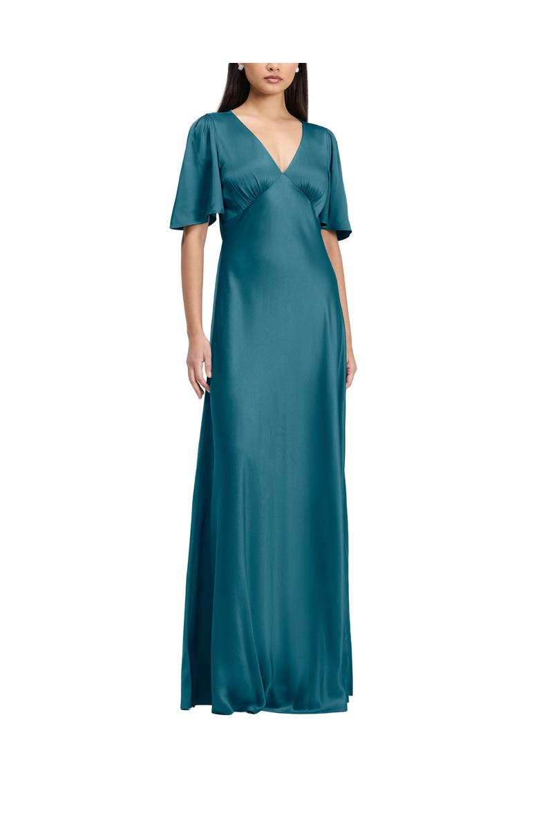 Ghost London Arabella Angel Sleeve Satin Maxi Dress, Alternate, color, Emerald