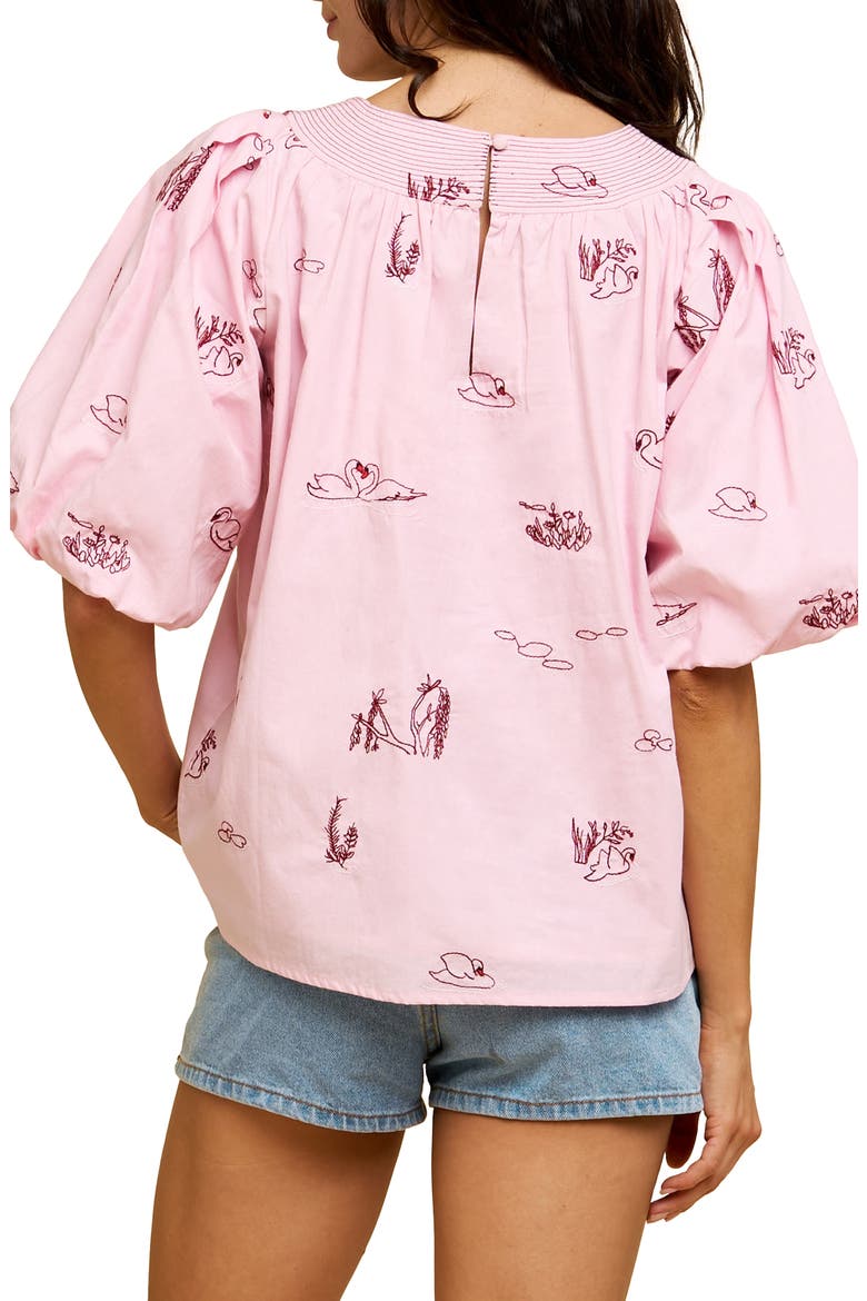 Rosa Embroidered Puff Sleeve Top, Alternate, color, PINK