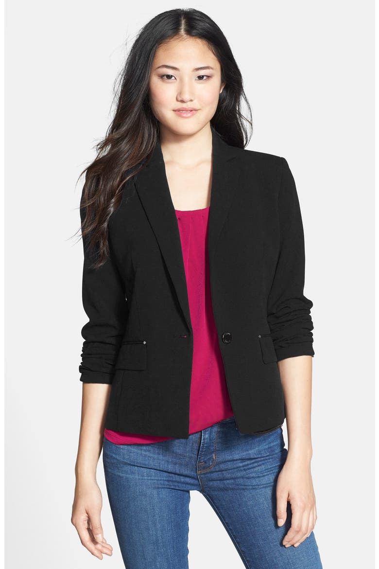 One-Button Blazer, Main, color, BLACK