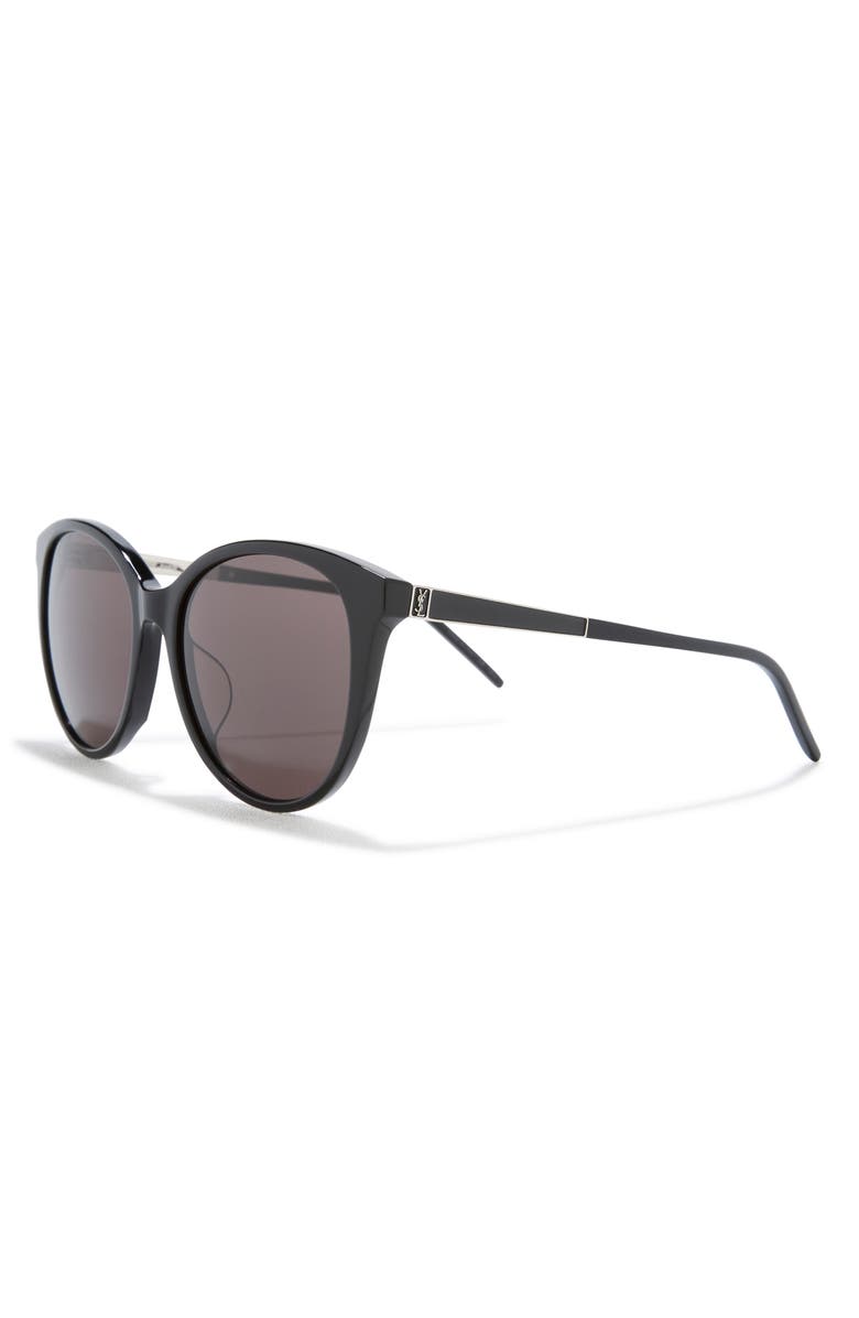 Saint Laurent 56mm Cat Eye Sunglasses, Alternate, color, Black Silver Black