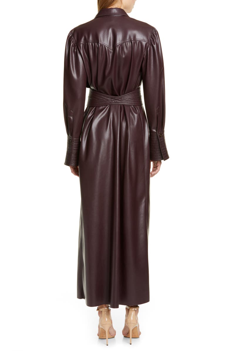 Nanushka Rosana Long Sleeve Faux Leather Shirtdress, Alternate, color,