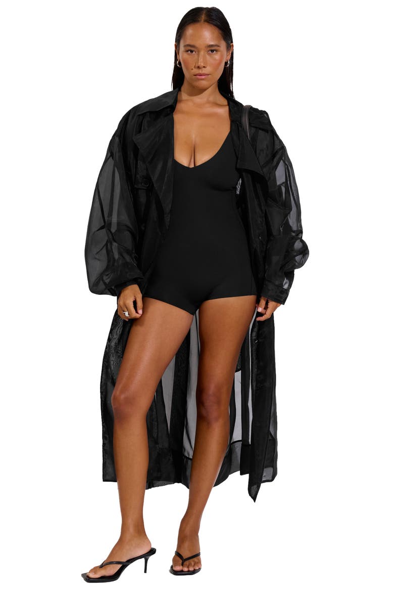 Sunday Suit Shortie One-Piece Swimsuit, Alternate, color, JET BLACK