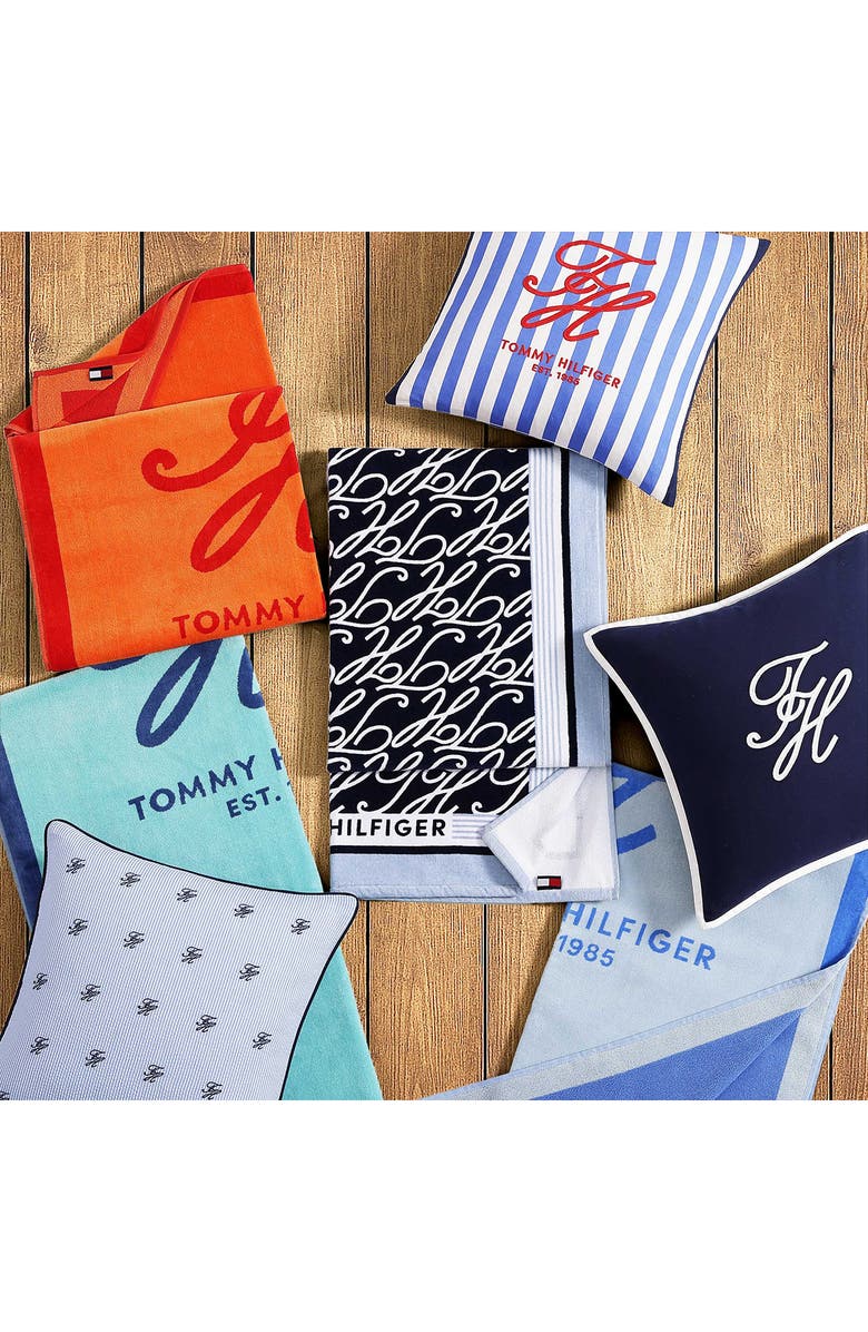 Tommy Hilfiger Allover Monogram Beach Towel, Alternate, color, Navy Multi