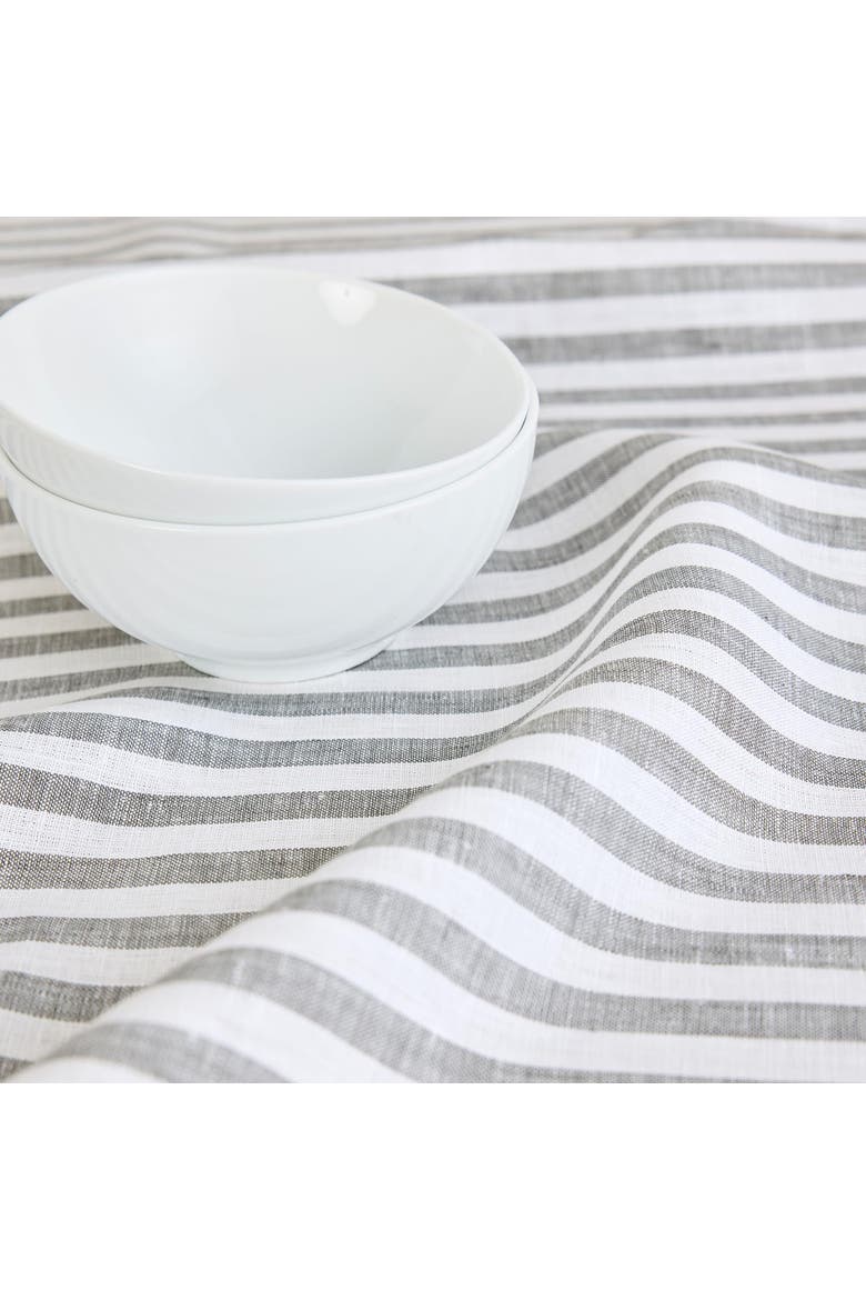 Linen Dinner Napkins Set of 4, 20 x 20" - Amalfi Stripe, Alternate, color, Grey and White