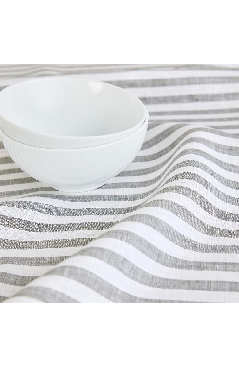 Solino Home Linen Dinner Napkins - Amalfi Stripe, 20" x 20" Inch, Alternate, color, Grey And White