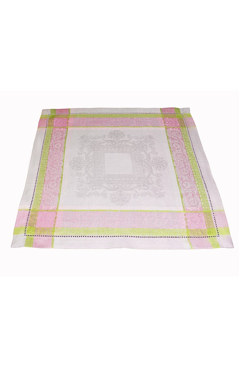 FRENCH HOME Linen Cleopatra Napkins - Set of 6, Alternate, color, Chartruse And Rose Pink