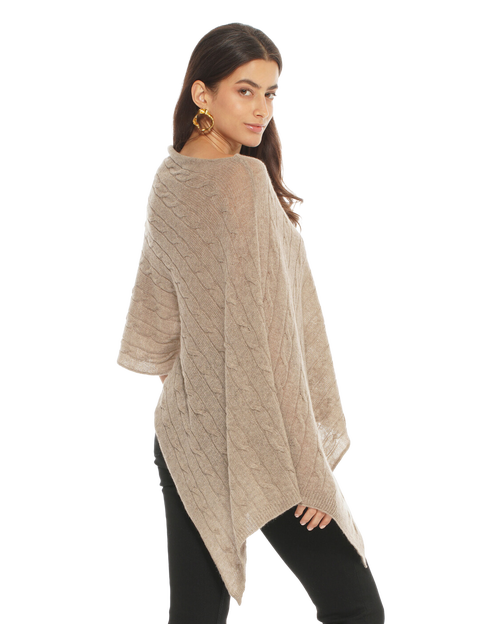 Monticelli Cashmere Pure Cashmere Textured Knit Poncho In Brown