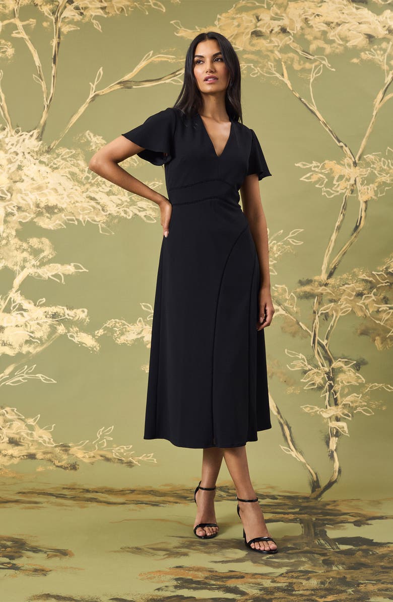 Maggy London Lattice Detail Midi Dress, Alternate, color, 