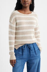 Caslon® Open Stitch Cotton Blend Sweater
