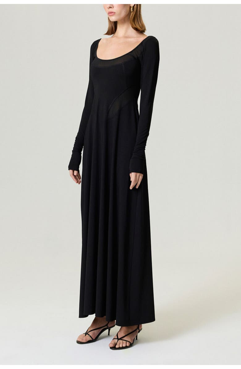 Nocturne Sheer Detailed Maxi Dress, Alternate, color, Black