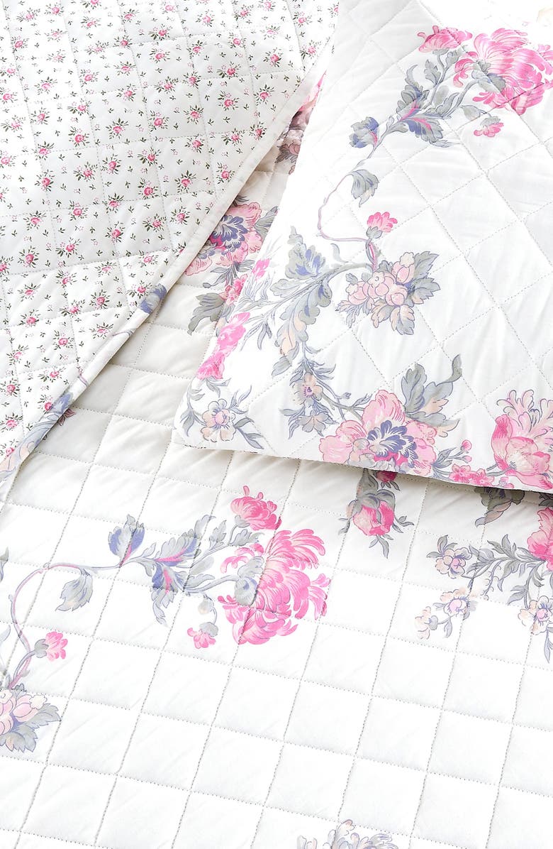 MELANGE HOME Rose Percale Cotton Quilt & Shams Set, Alternate, color, Pink/ Pink