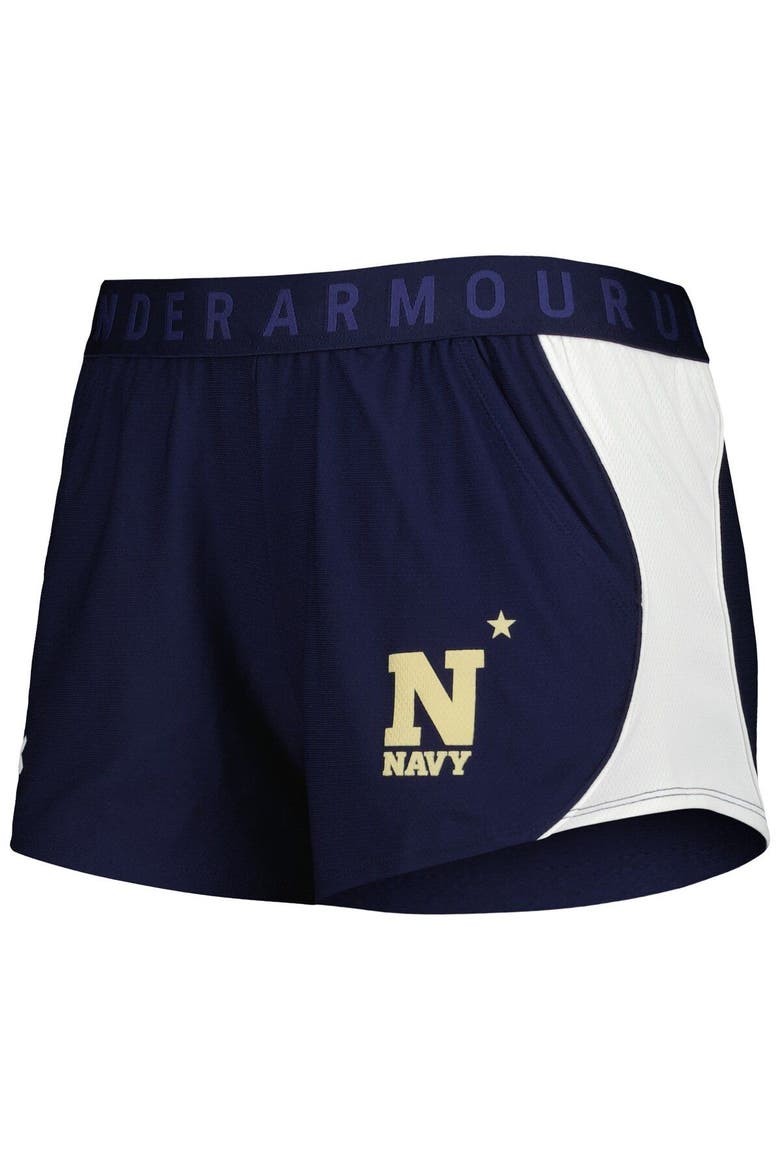 Women's Under Armour Navy/White Navy Midshipmen Game Day Tech Mesh Performance Shorts, Alternate, color, Navy