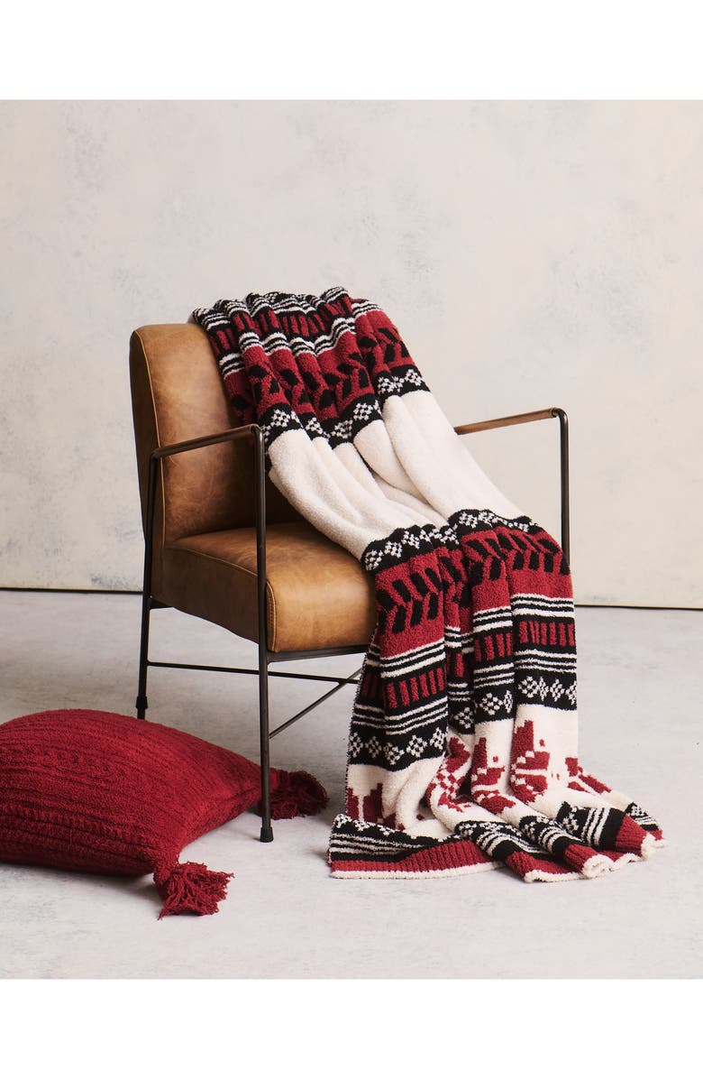 Barefoot Dreams<sup>®</sup> CozyChic<sup>®</sup> Fair Isle Throw Blanket, Alternate, color, Crimson Multi