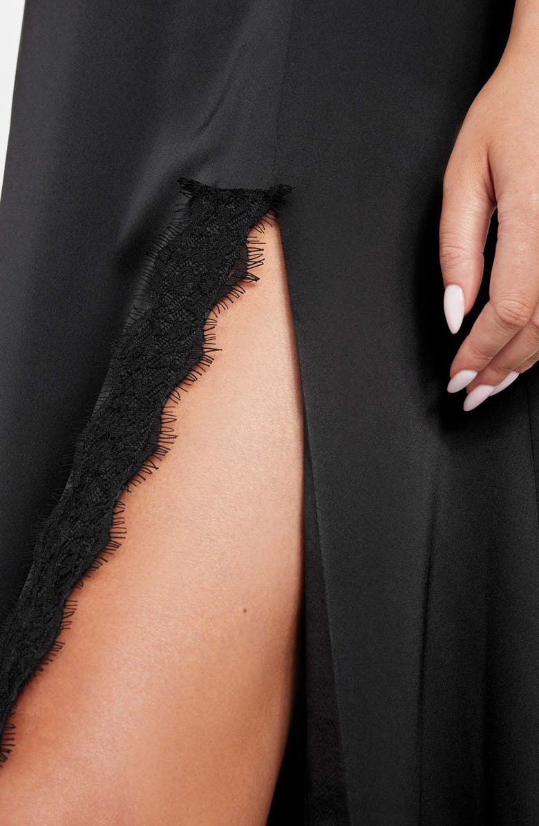 Marciano Jael Lace Detail Satin Slipdress, Alternate, color, Jblack-Black