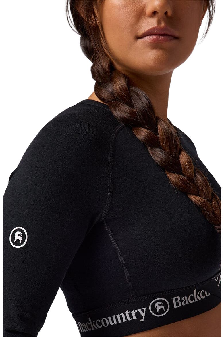 Cedars Rws Merino Lt-Wt Baselayer Crop Crew Top - Women's, Alternate, color, Black
