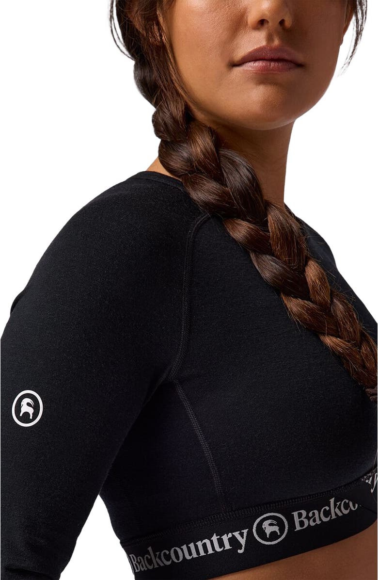 Backcountry Cedars Rws Merino Lt-Wt Baselayer Cropped Crew Top - Women's, Alternate, color, Black