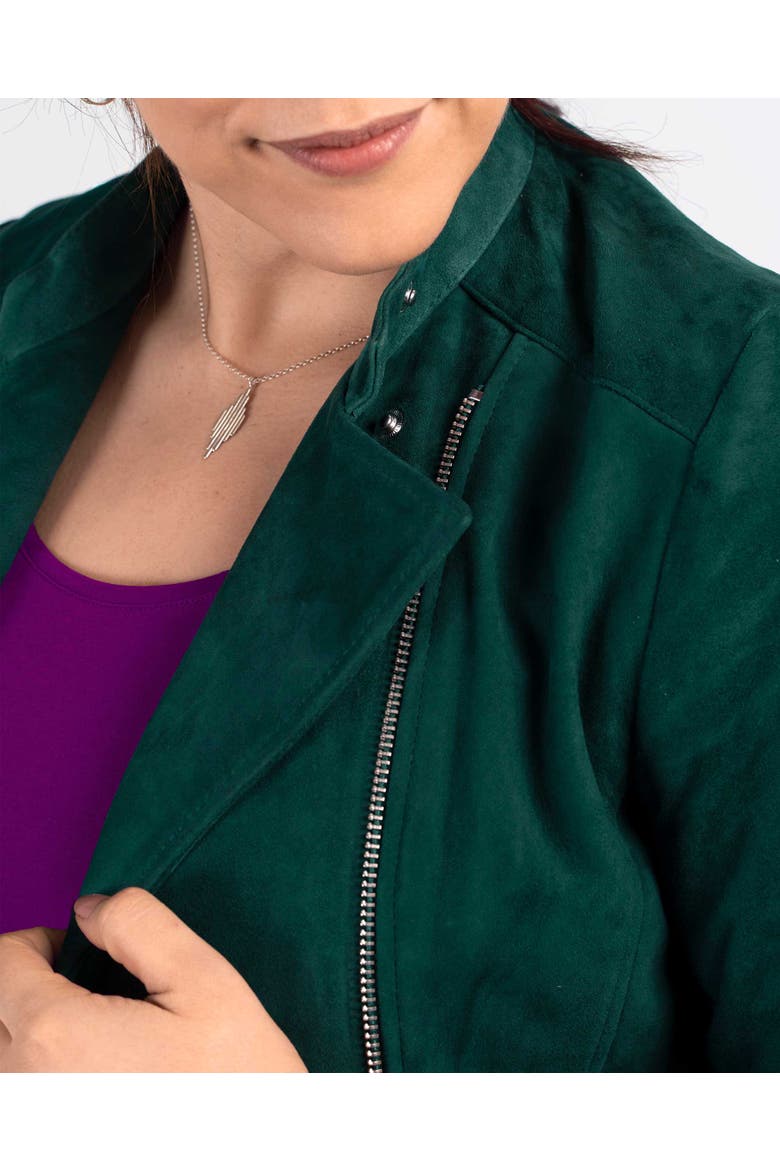 Hudson Suede Biker Jacket, Alternate, color, Blue Spruce