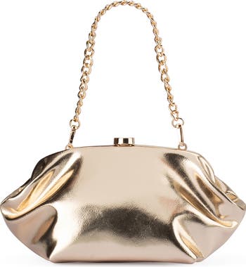 Tally Metallic Faux Leather Frame Clutch