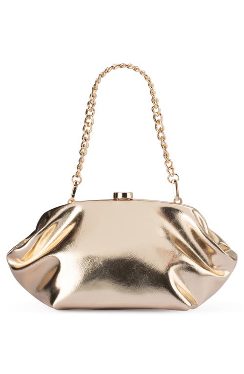 Olga Berg Tally Metallic Faux Leather Frame Clutch In Gold