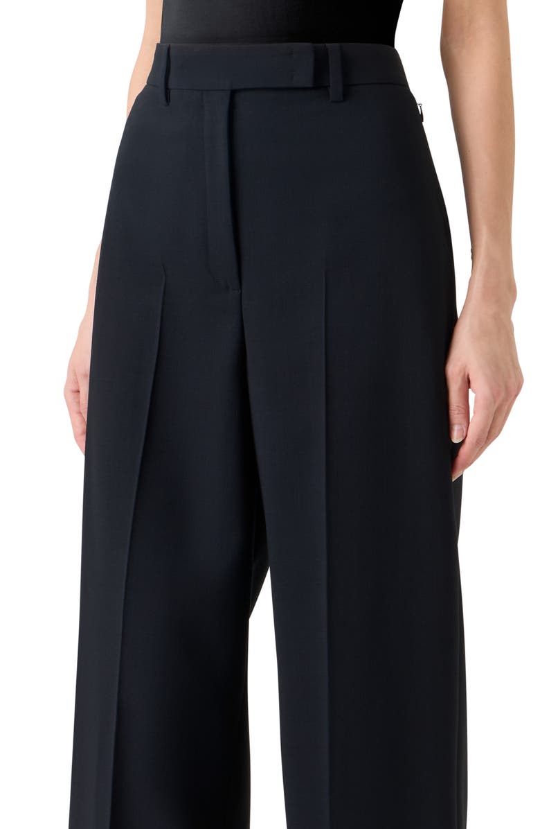 Akris Forest Wool Blend Straight Leg Pants, Alternate, color, Black