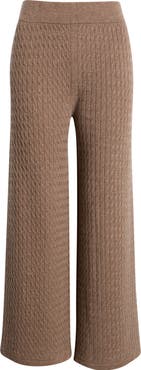 Nordstrom Cable Knit Wool & Cashmere Wide Leg Pants