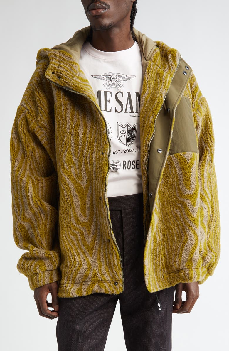 Martine Rose Oversize Wool Blend Fleece Hooded Jacket, Main, color, 