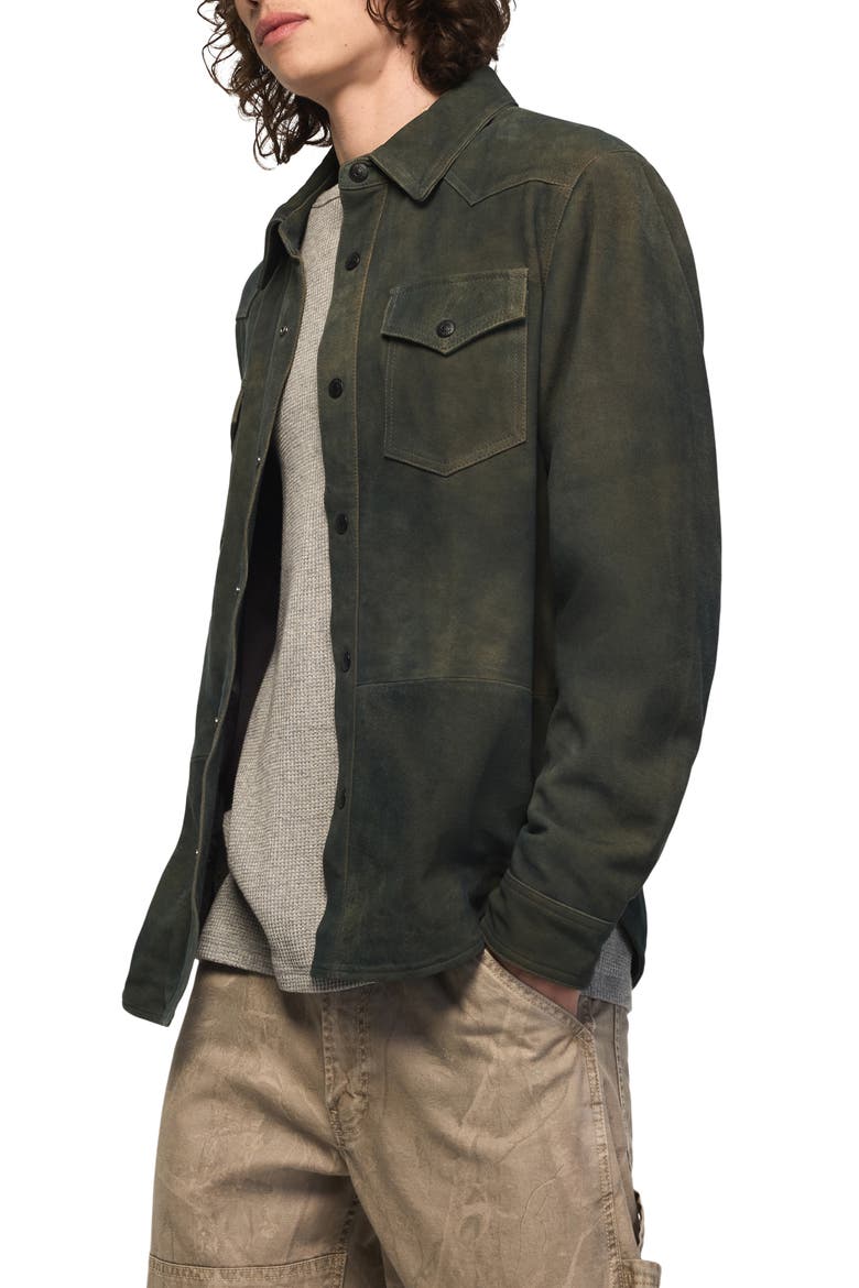 Suede Western Shirt Jacket, Alternate, color, WASHED BLUE