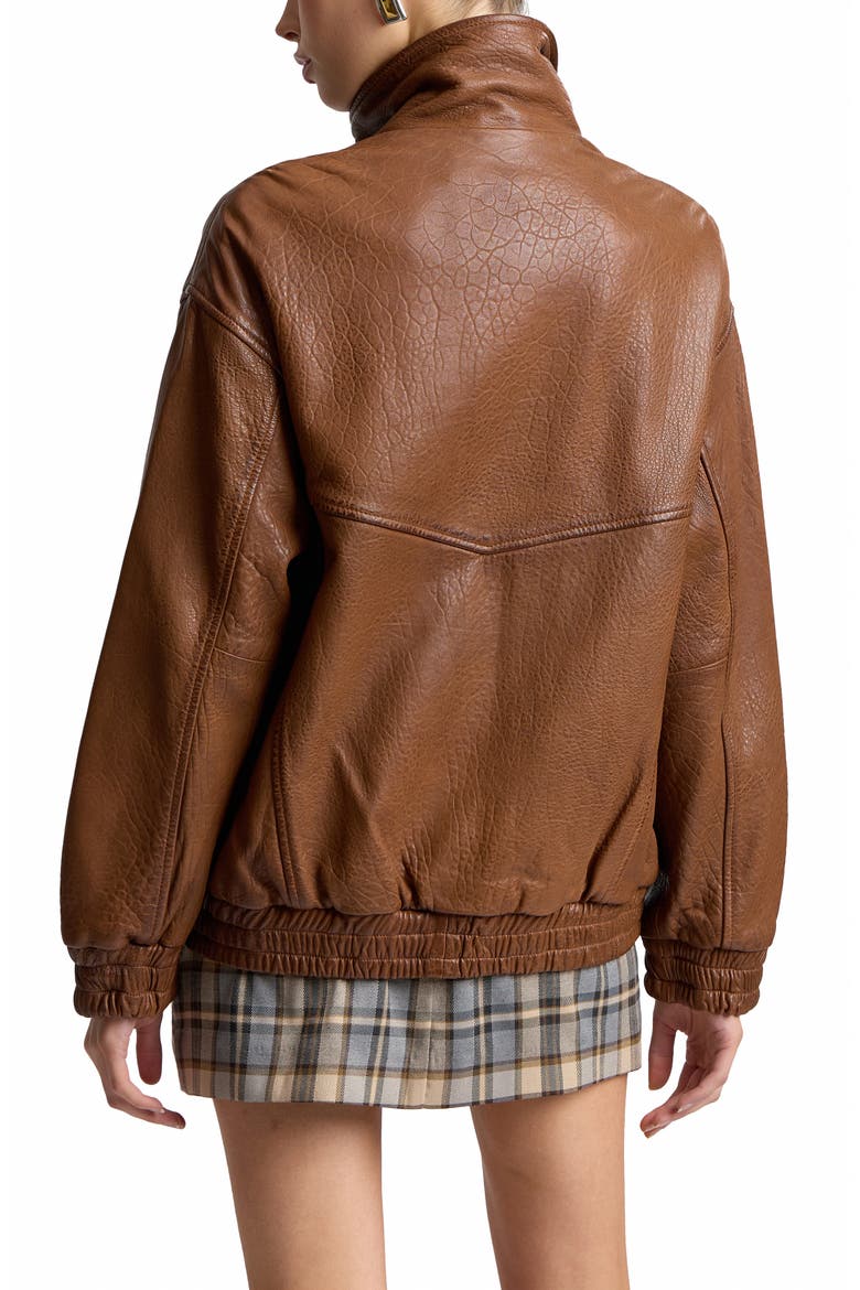Oversized Leather Jacket, Alternate, color, COGNAC