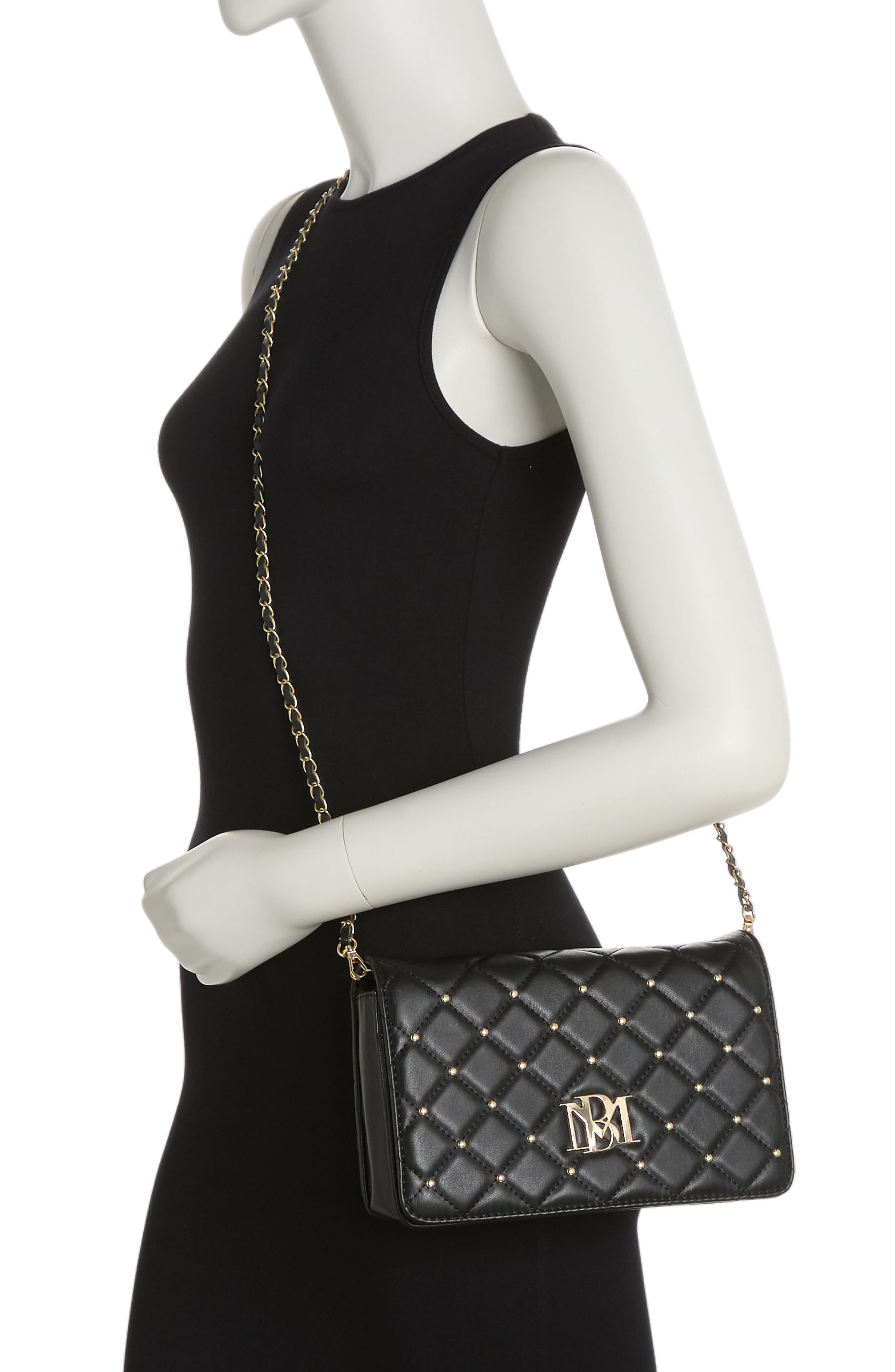 Badgley Mischka Collection Diamond Quilt Crossbody Bag, Alternate, color, Black