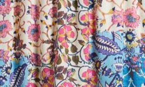 Eliza J Mixed Print Bow Front Tiered Maxi Sundress In Blue Multi