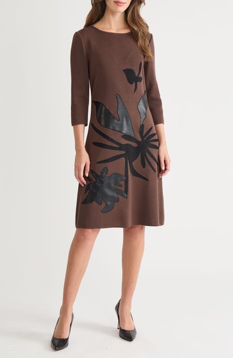 Botanical Appliqué Knit Shift Dress