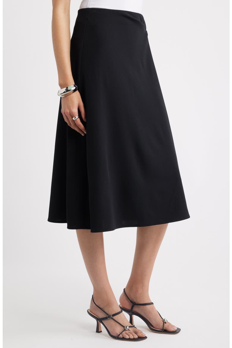 Twist Detail Midi Skirt, Alternate, color, BLACK