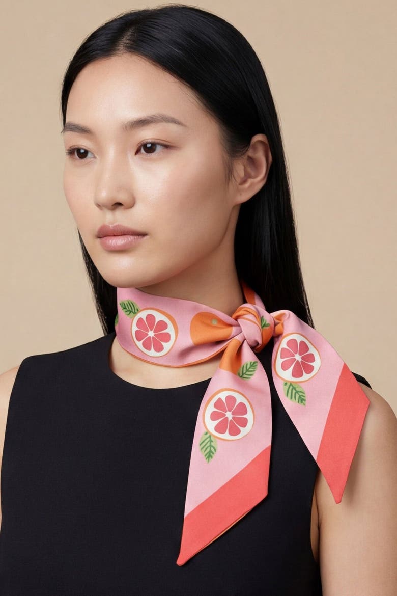 California Pomelo Twilly Ribbon Scarf, Alternate, color, Orange