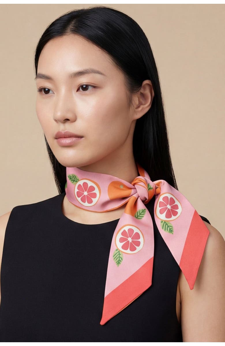 Centinelle California Pomelo Twilly Ribbon Scarf, Alternate, color, Orange