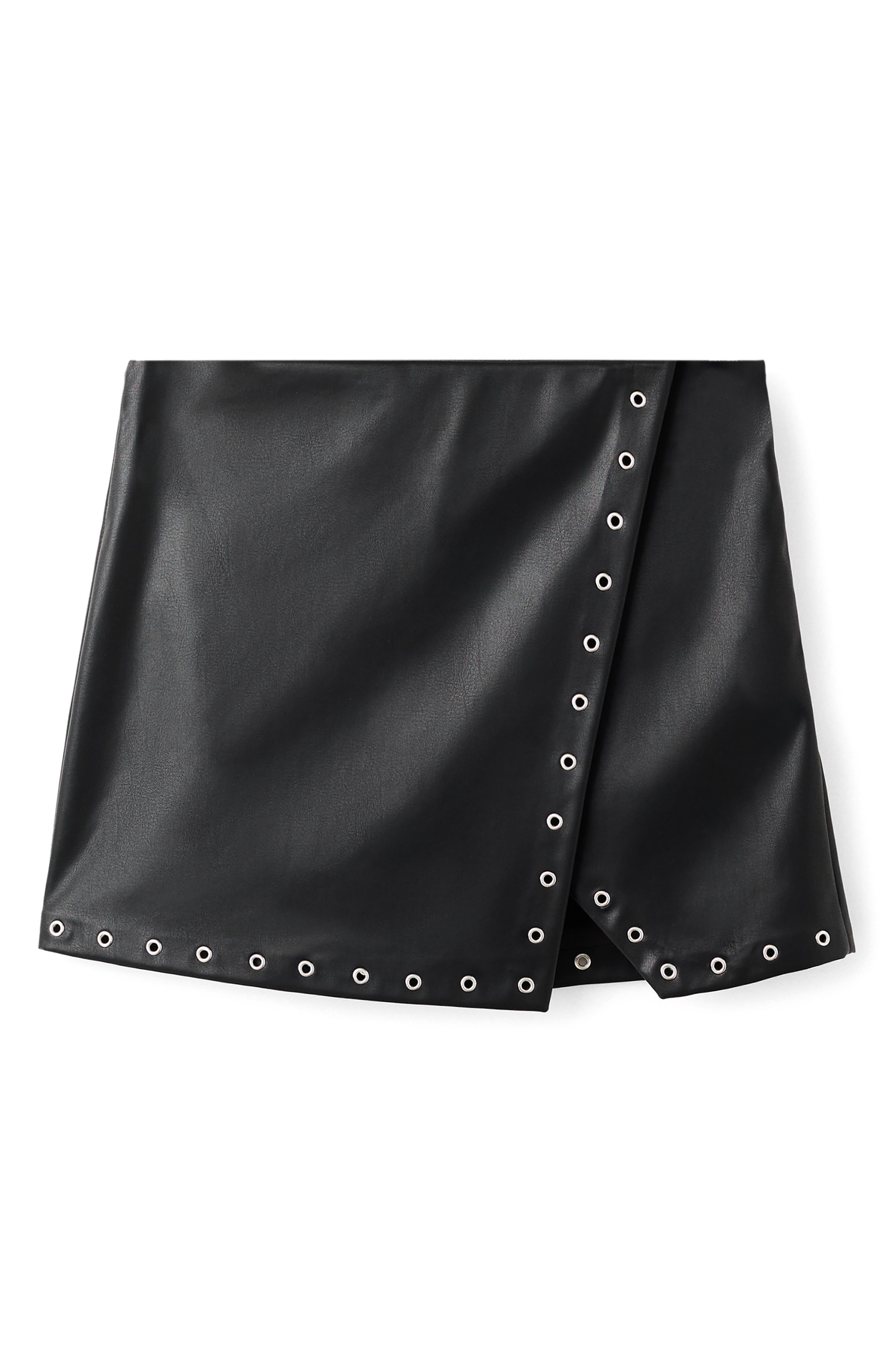 Mango Teen Studded Faux Leather Miniskirt In Black
