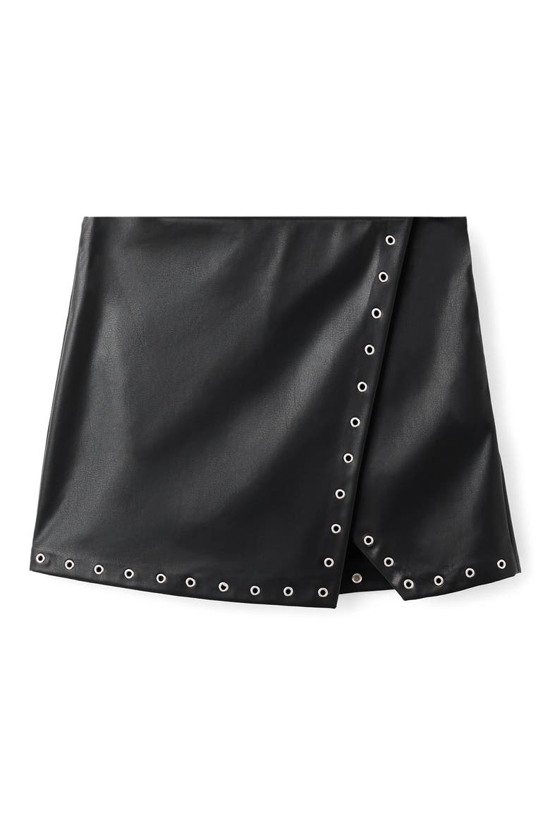 Studded Faux Leather Miniskirt, Main, color, BLACK