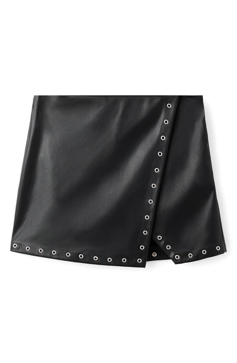 Studded Faux Leather Miniskirt