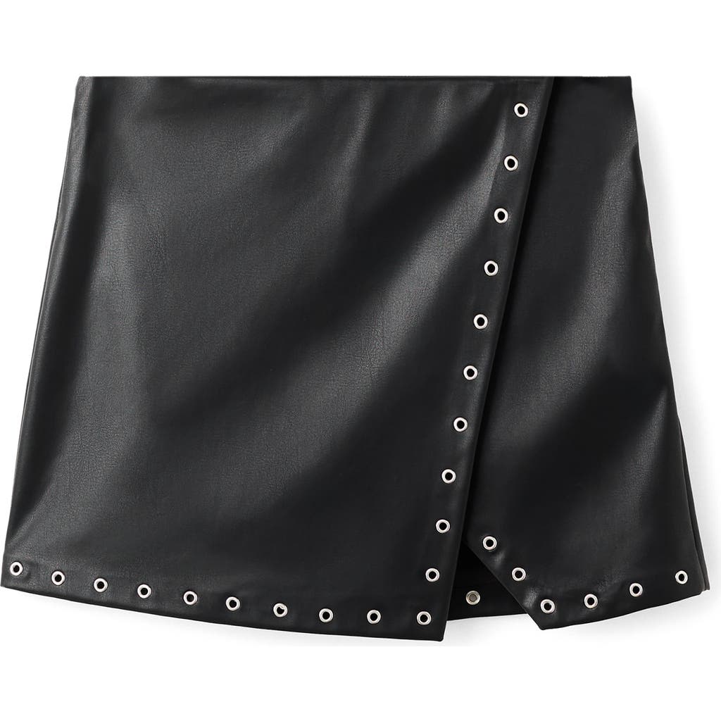 Mango Teen Studded Faux Leather Miniskirt In Black