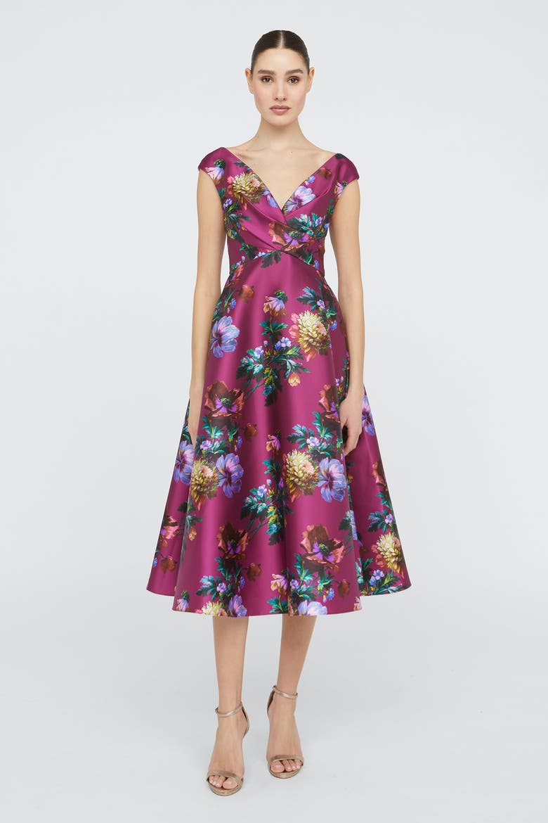 Kadence V-Neck Dress, Main, color, Sangria Poppy Stripe