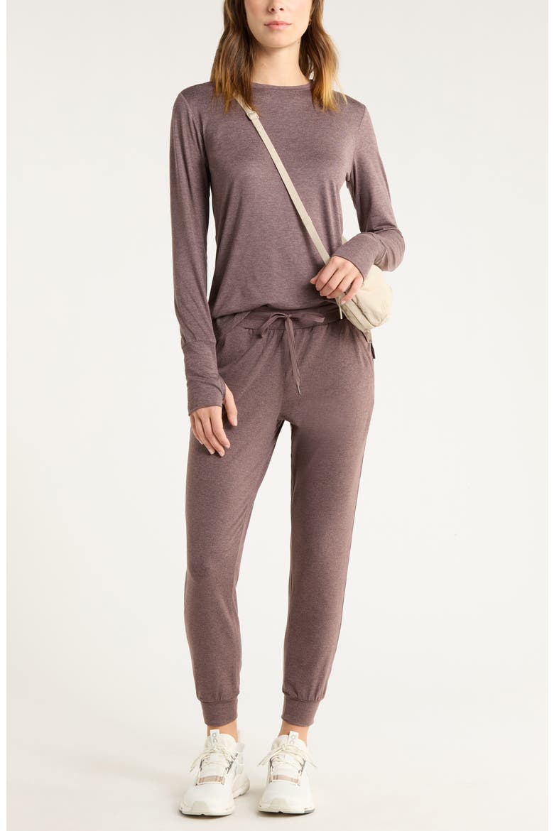 Liana Restore Soft Lite Long Sleeve T-Shirt, Alternate, color, GREY PLUM